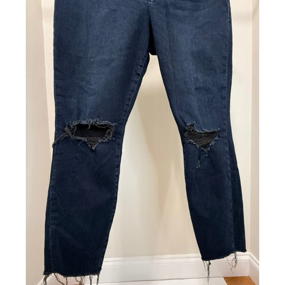 Good American High‑Rise Distressed Skinny Jeans Sz15 (Ankle, Dark Wash) - Picture 4 of 6